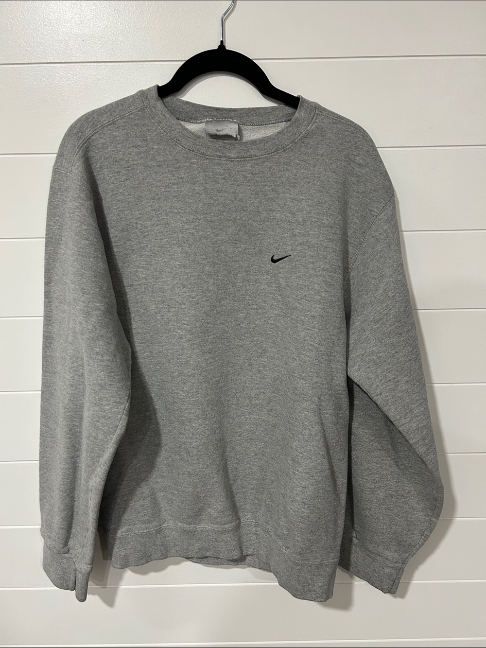 Nike Vintage Gray Crewneck Sweatshirt with Black Swoosh